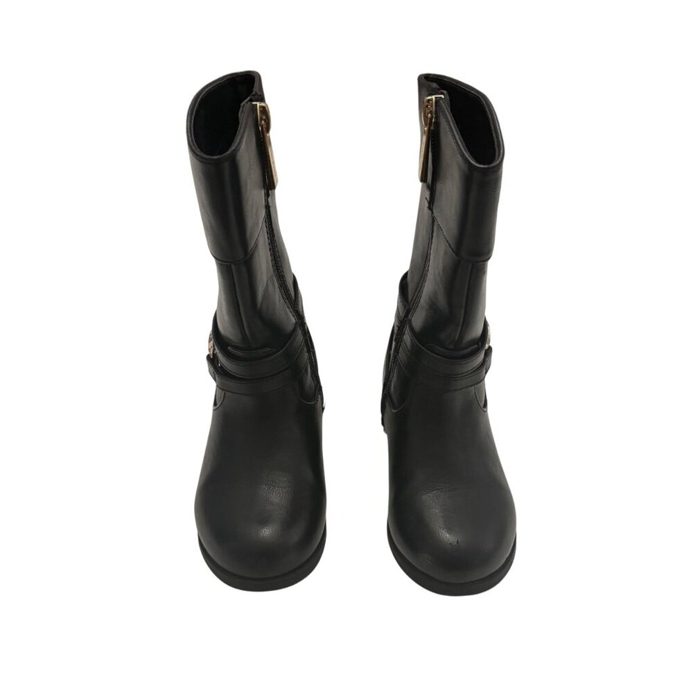 Michael Kors Girls Black Leather Logo Buckle Mid-Calf Boots Size 7 - Picture 10 of 13